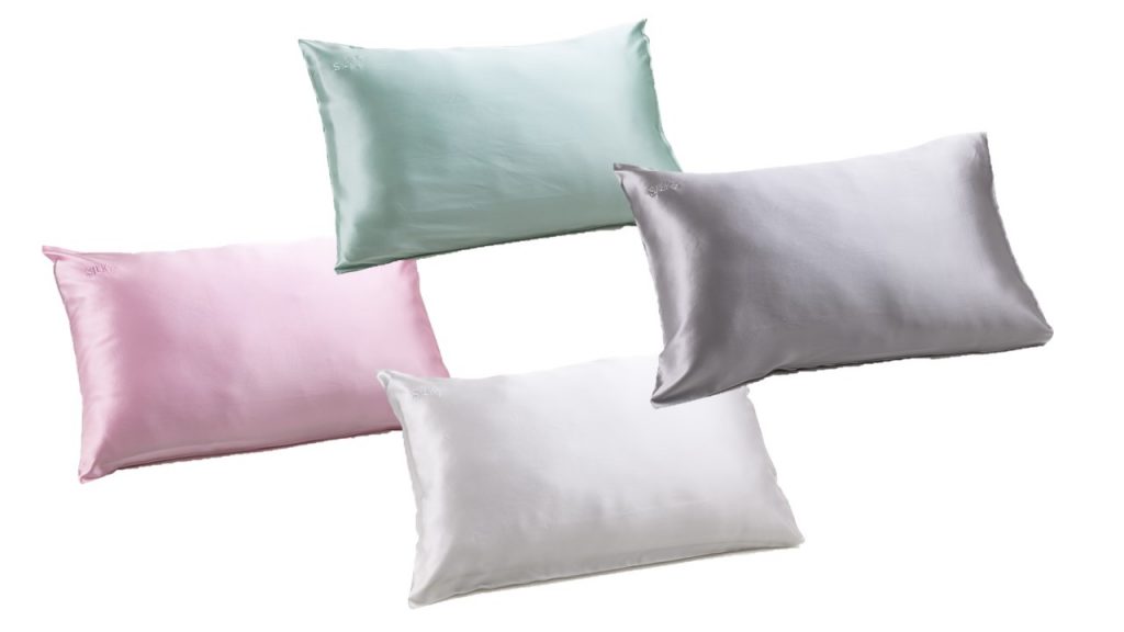 green, silver, pink and white silk7 silk pillowcase